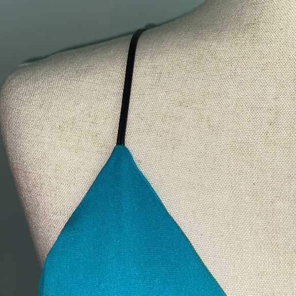 Milly Silk Leather Strap Flyaway Aqua Blue Tank Top Camisole - XS - Picture 4 of 15